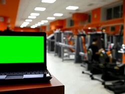Computer presentation in Fitness club Stock Footage