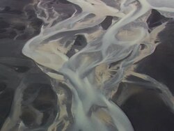 WS AERIAL ZO View of Braided river at Skeidasandur / Iceland Stock Footage