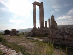 The Temple of Hercules in Amman Citadel - a national historic site at the centre of downtown Amman, Jordan Stock Footage