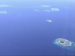 Aerial view of Tonga, from aeroplane, South Pacific Stock Footage