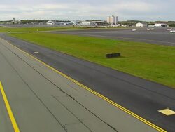 WS ARIEAL View of Airport / Maine, United States Stock Footage