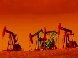 Four Pump Jacks at Sunset Stock Footage
