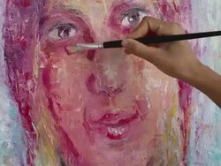 Woman Artist Oil Painting Portrait Stock Footage