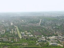 WS AERIAL View of city with television tower in distance / Prague, Czech Republic Stock Footage
