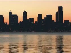 Early Morning View of Seattle Skyline from the Water Stock Footage