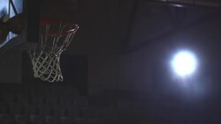 A basketball swooshes through a hoop. Stock Footage