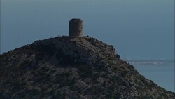 Watchtower Near Tautavel  - Aerial View - Languedoc-Roussillon, Pyrï¿½nï¿½es-Orientales, Arrondissement de Perpignan, France Stock Footage