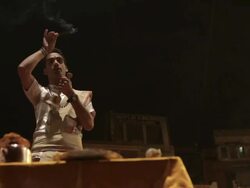 MS LA Aarti Puja ceremony at Ganges / Varanasi, India Stock Footage