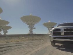 WS POV ZO Truck moving through Very Large Array / San Augustine, New Mexico, USA  Stock Footage