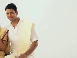 Portrait of a south Indian couples celebrating onam festival Stock Footage