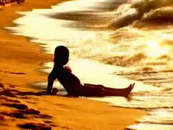 Girl and Beach Stock Footage