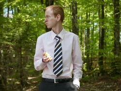 HD: Yuppie Eating Apple Stock Footage