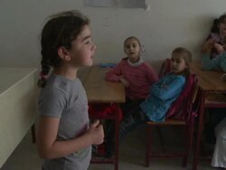 Syrian Civil War refugee children sing nursery songs Stock Footage