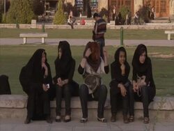 Group of young girls sitting, chatting in Park, Esfahan Square, Iran(sound available) Stock Footage
