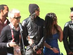 CLEAN: Stars from the world of music lined up on the pitch of the Soccer City stadium in Johannesburg.  News Clip