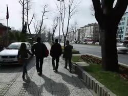MS POV People walking on walkway by street / Istanbul, Turkey Stock Footage