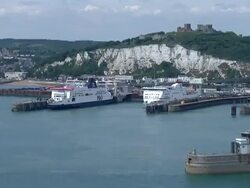 Ferries docked in port at Dover News Clip