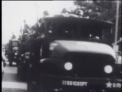 1968 Democratic National Convention, police and National Guard troops arriving Stock Footage