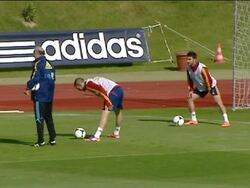 Spain have first training session with six new pla Stock Footage