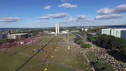 CLEAN : Aerial images of Brasilia impeachment demonstrations News Clip