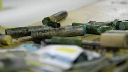 Oil crayons on table Stock Footage