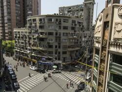 Time lapse looking down to Jin Mao tower in Shanghai China. Stock Footage