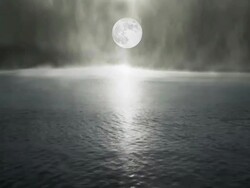 Nature, Moon, clouds & misty river Stock Footage