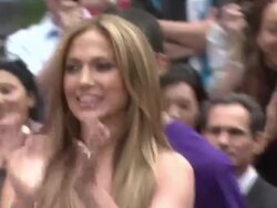 Jennifer Lopez at the Jennifer Lopez Unveils 'Be Great' Youth Advocacy Campaign Billboard Stock Footage