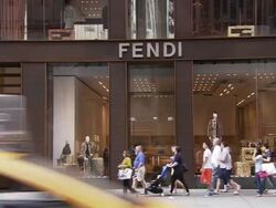 Thes storefront of Fendi, located on 5th ave in New York City  Stock Footage