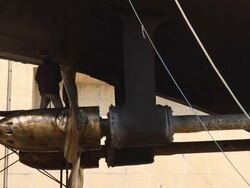 Warship repaired in dock Stock Footage