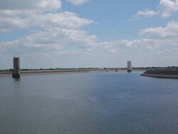 WS View of Vianden Pump Storage Plant, Upper reservoir 1 / Vianden, Diekirch, Luxembourg Stock Footage