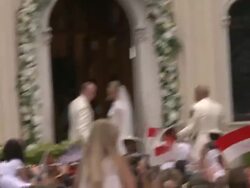 Prince Albert II and Princess Charlene of Monaco at the Monaco Royal Wedding: Saint Devote's Church Appearance at Monaco . (Footage by WireImage Video/Getty Images Entertainment Video) Stock Footage