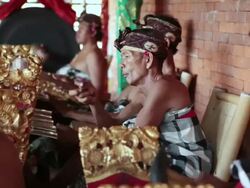 MS Shot of men playing slenthem AUDIO / Bali, Indonesia Stock Footage