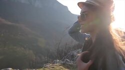 Woman mountaineer Stock Footage