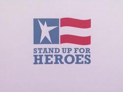 ATMOSPHERE: signage at The 6th Annual Stand Up For Heroes Presented by The New York Comedy Festival and The Bob Woodruff Foundation Stock Footage
