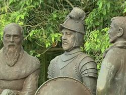 Block Shot Close Up Blood Compact Statue Tagbilaran Bohol Philippines Stock Footage