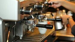 HD VDO : woman cleaning coffee machine Stock Footage