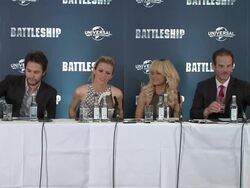 INTERVIEW: Rihanna, Brooklyn Decker, Taylor Kitsch on aliens, UFO spotting, shooting star and more at Battleship Press Conference at Corinthia Hotel London on March 28, 2012 in London, England (Footage by Getty/Wire) Stock Footage