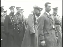 Czar Nicholas II salutes Russian soldiers during a review. News Clip