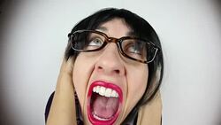 Fisheye Crabby Teacher Screaming Stock Footage