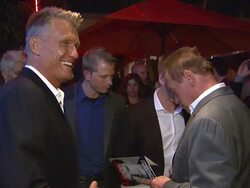 Terry Crews, Dolph Lundgren, Arnold Schwarzenegger at Arnold Schwarzenegger celebrates the launch of his autobiography, TOTAL RECALL with a party at LA's Mixology101 on 10/5/12 in Los Angeles, CA. Stock Footage