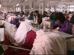 Workers in a textile factory in Zhejiang Province News Clip
