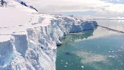 Flying views over Glaciers on Livingston Island, Antarctica Stock Footage