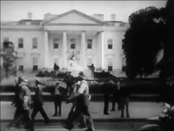 B/W 1932 WWI veterans walking past White House in Bonus March / Washington DC Stock Footage