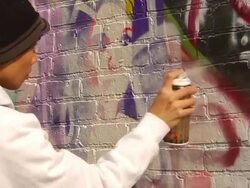Graffiti Artist Painting Urban Wall Stock Footage