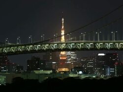 Tokyo, Japan / Rainbow Bridge Stock Footage