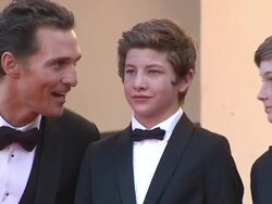 Jeff Nichols, Jacob Lofland, Tye Sheridan, Matthew McConaughey and Reese Witherspoon at MUD Premiere: 65th Cannes Film Festival at Lumiere on May 26, 2012 in Cannes, France (Footage by WireImage Video/Getty Images) Stock Footage