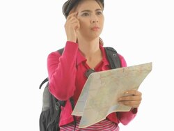 Lost woman with map Stock Footage