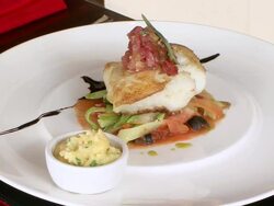 MS ZI shot of Laborite fish dish / Phnom Penh, Cambodia Stock Footage