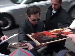 Michael J. Fox with fans at the 'Late Show with David Letterman' studio at Celebrity Sightings in New York in New York, NY, on 11/12/2013. (Footage by WireImage Video/Getty Images) Stock Footage